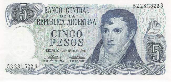 Argentinien p294b  5 Pesos 1974